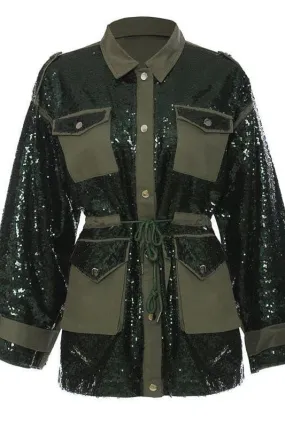 Sequin stitching tooling baseball jacket