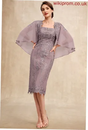 Sequins Mother of the Bride Dresses Sheath/Column Neckline of With Chiffon Bride Lace Square Dress Skye the Knee-Length Mother