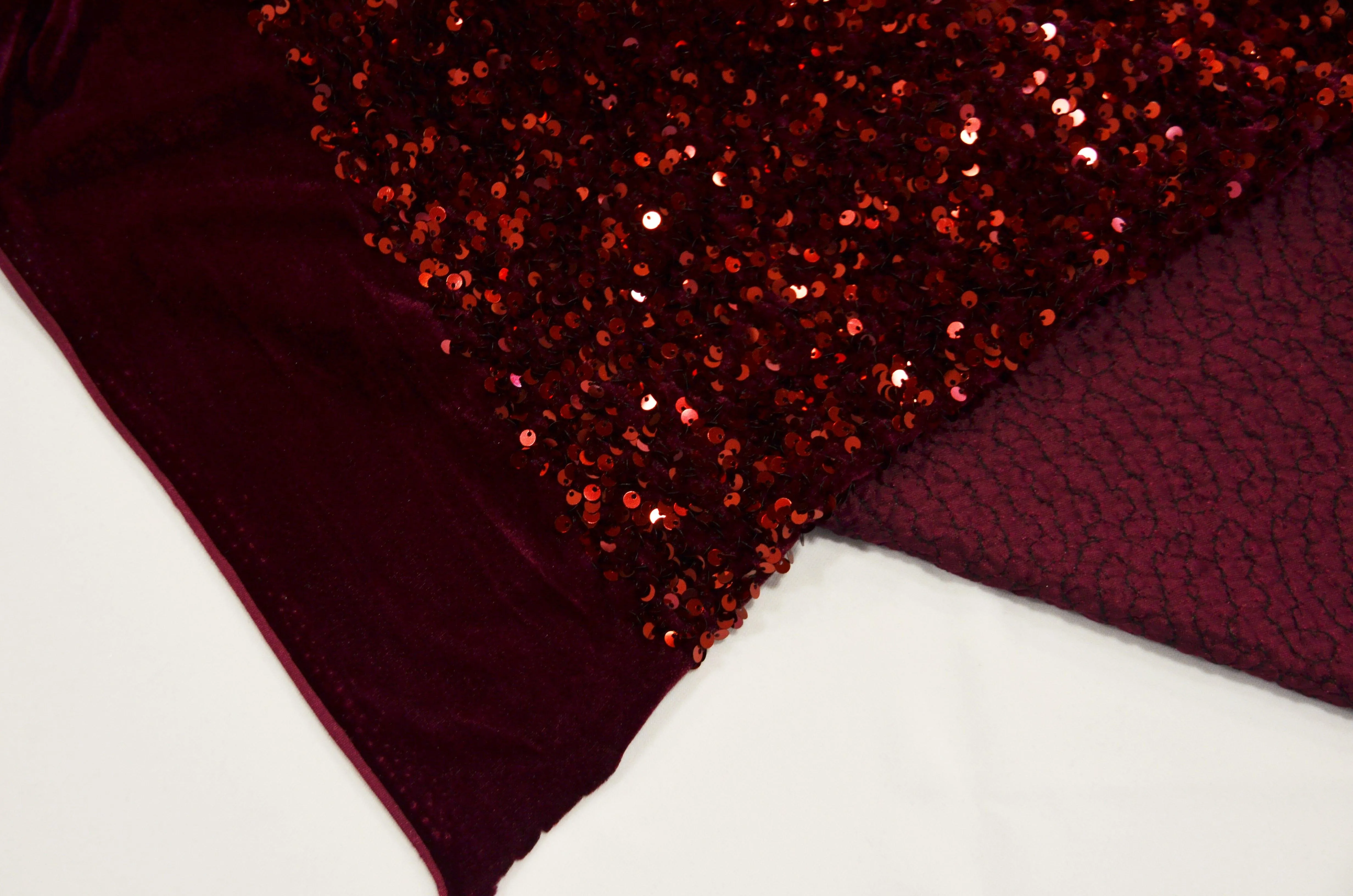 Sequins Stretch Velvet | Sequins on Plush Spandex Velvet | 60" Wide | Multiple Colors |