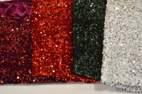 Sequins Stretch Velvet | Sequins on Plush Spandex Velvet | 60" Wide | Multiple Colors |
