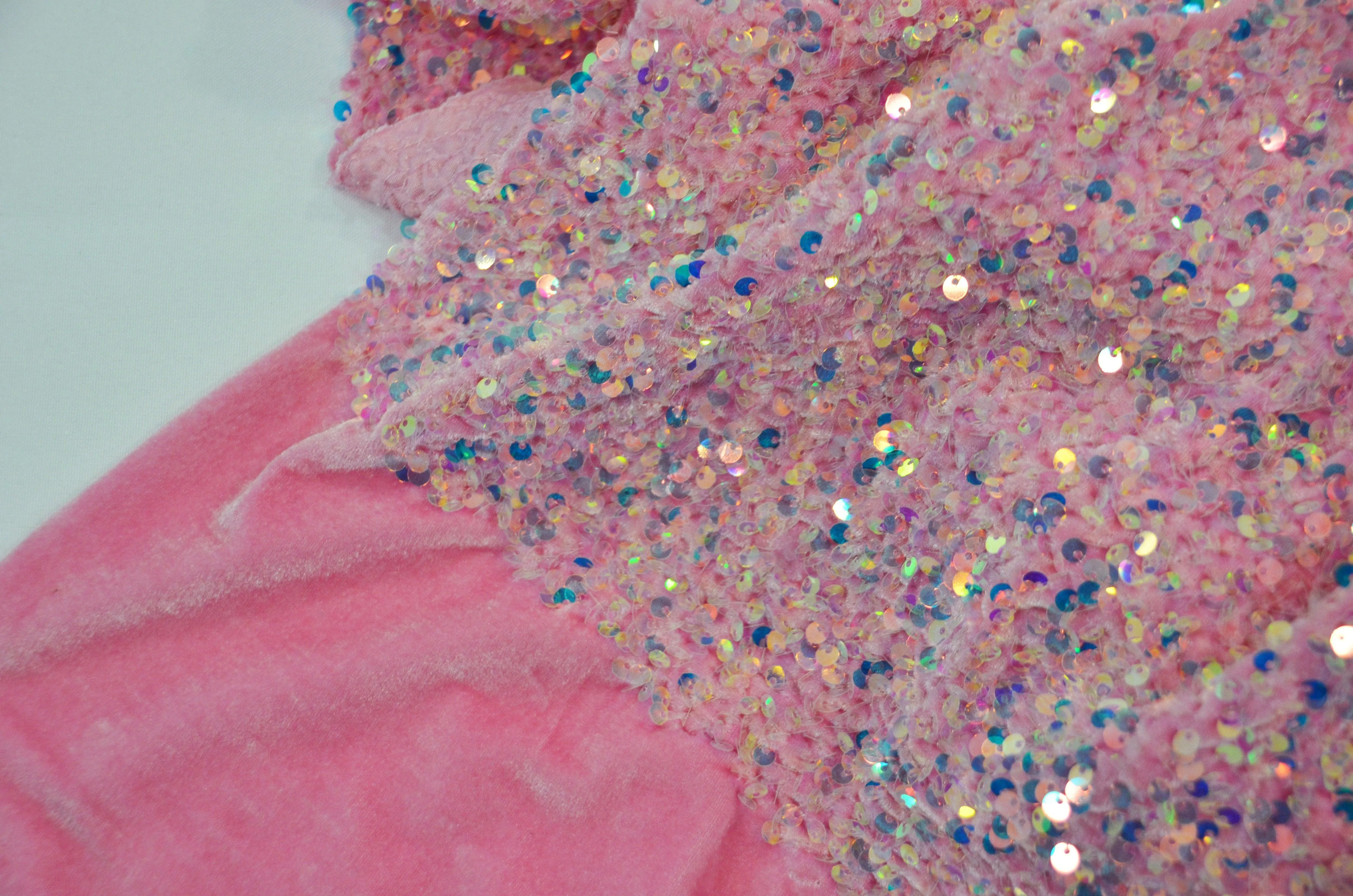 Sequins Stretch Velvet | Sequins on Plush Spandex Velvet | 60" Wide | Multiple Colors |