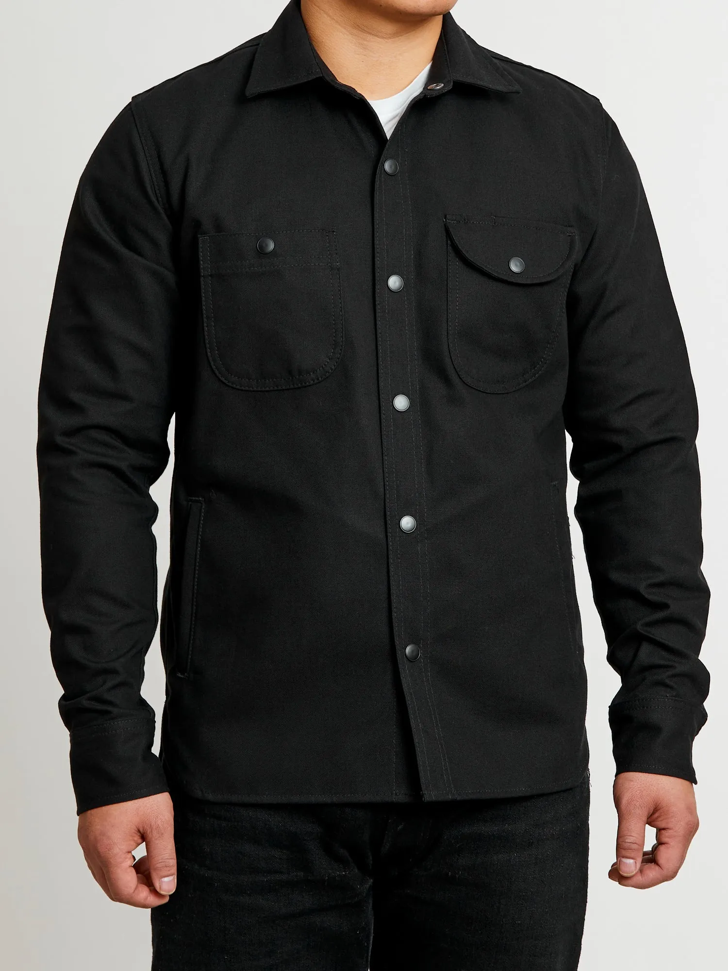 Service Shirt in Black Selvedge Canvas