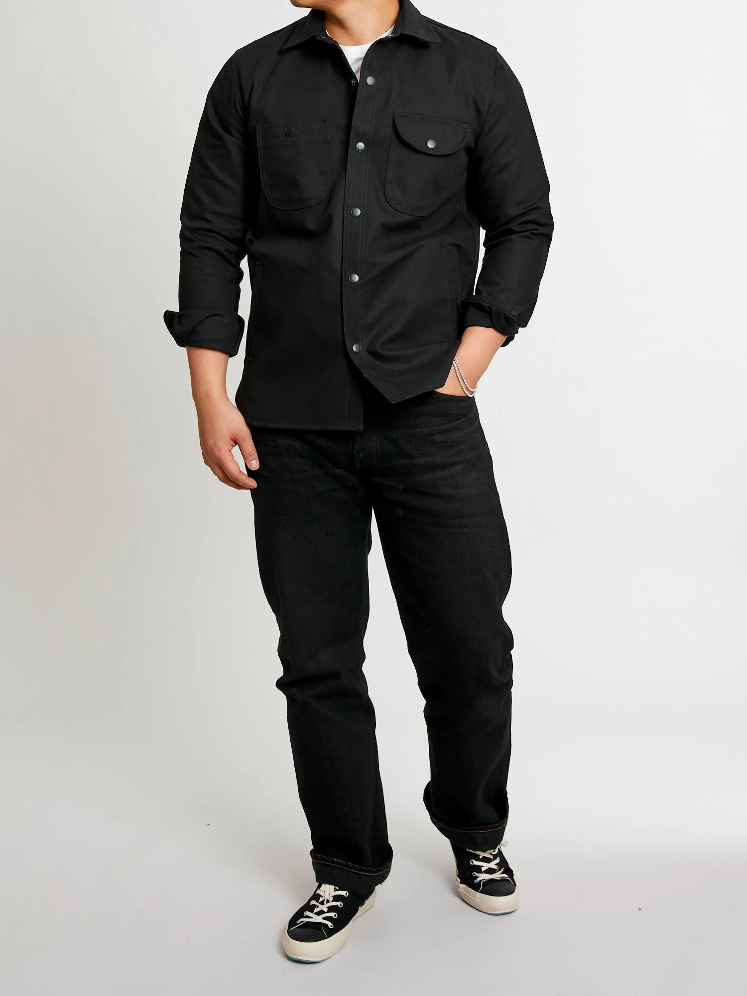 Service Shirt in Black Selvedge Canvas