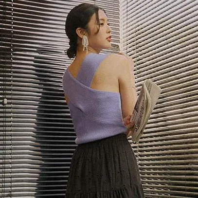 Sexy Basic Knit Cross Neck Fitted Crop Sleeveless Tank Top