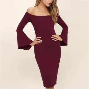 Sexy Halter Speaker Sleeve Bodycon Dress