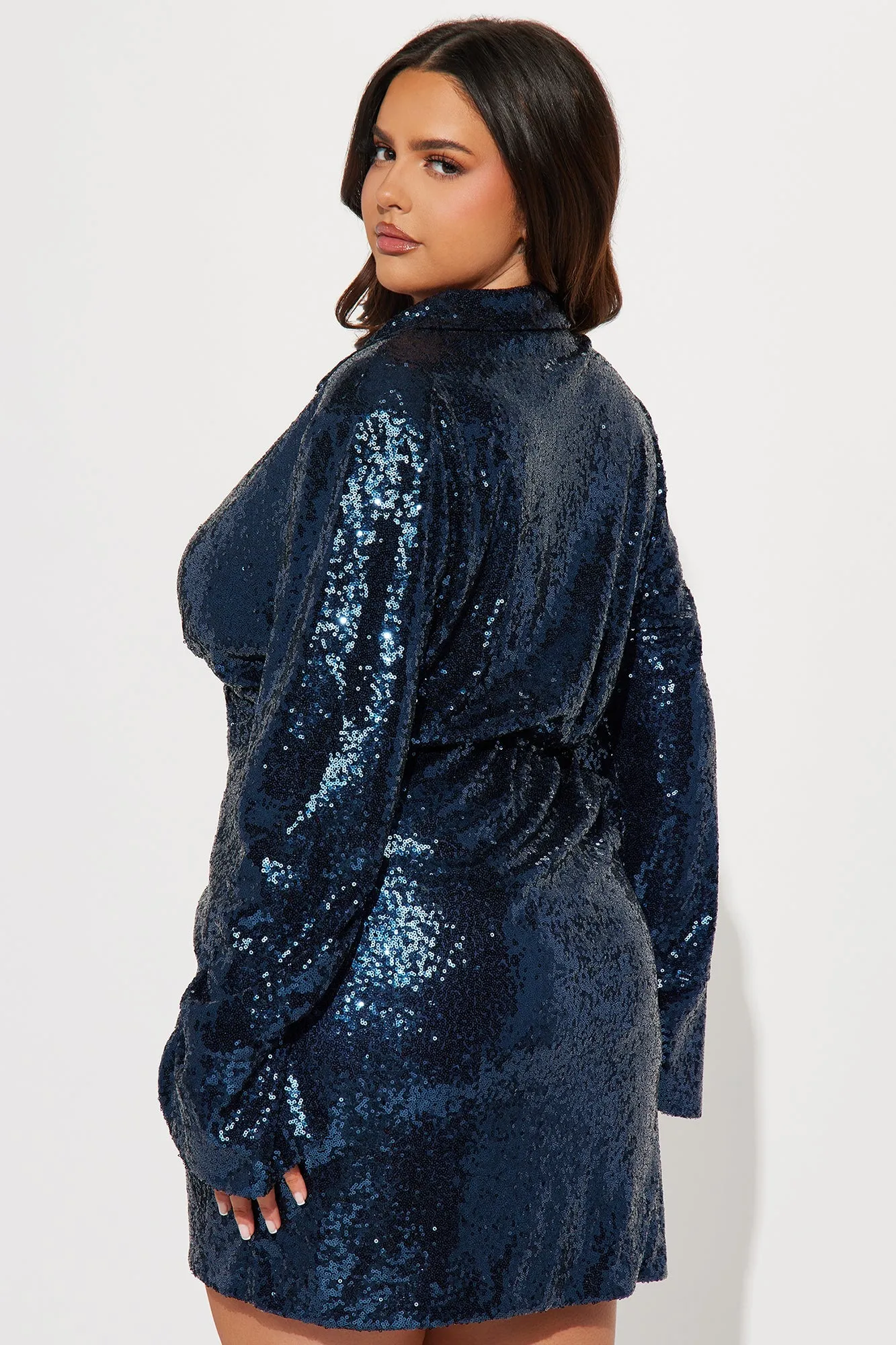 Sexy Sequin Mini Dress - Navy