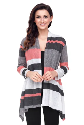 Shawl Neck Colorblock Long Sleeve Cardigan