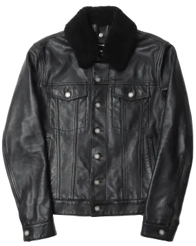 Shearling Collar Leather Jacket