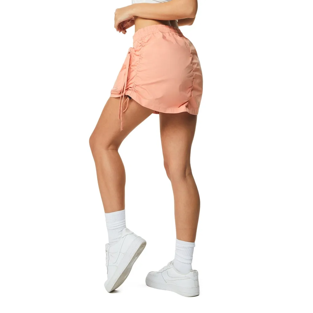 Shirring Utility Mini Skirt - Sand Coral
