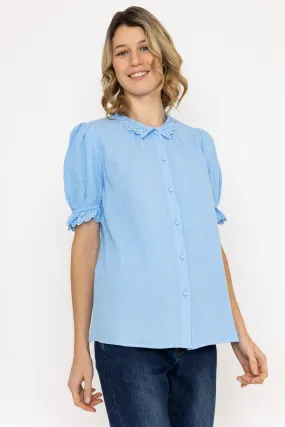 Short Sleeve Air Flow Blouse in Blue
