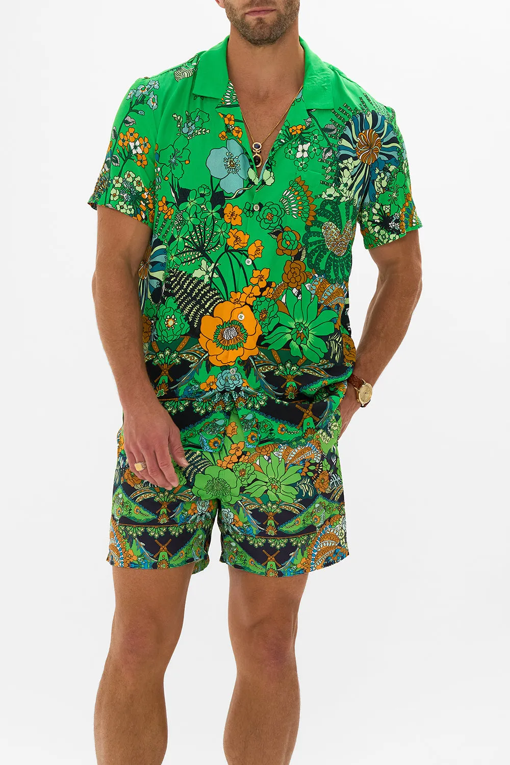 SHORT SLEEVE CAMP COLLARED SHIRT GOOD VIBES GENERATION