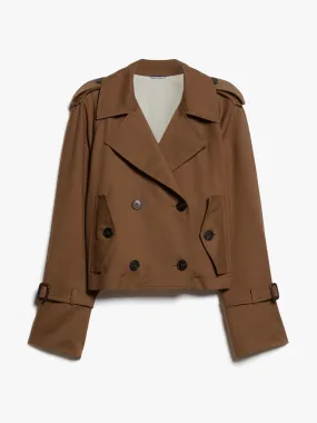 Short water-repellent gabardine trench coat