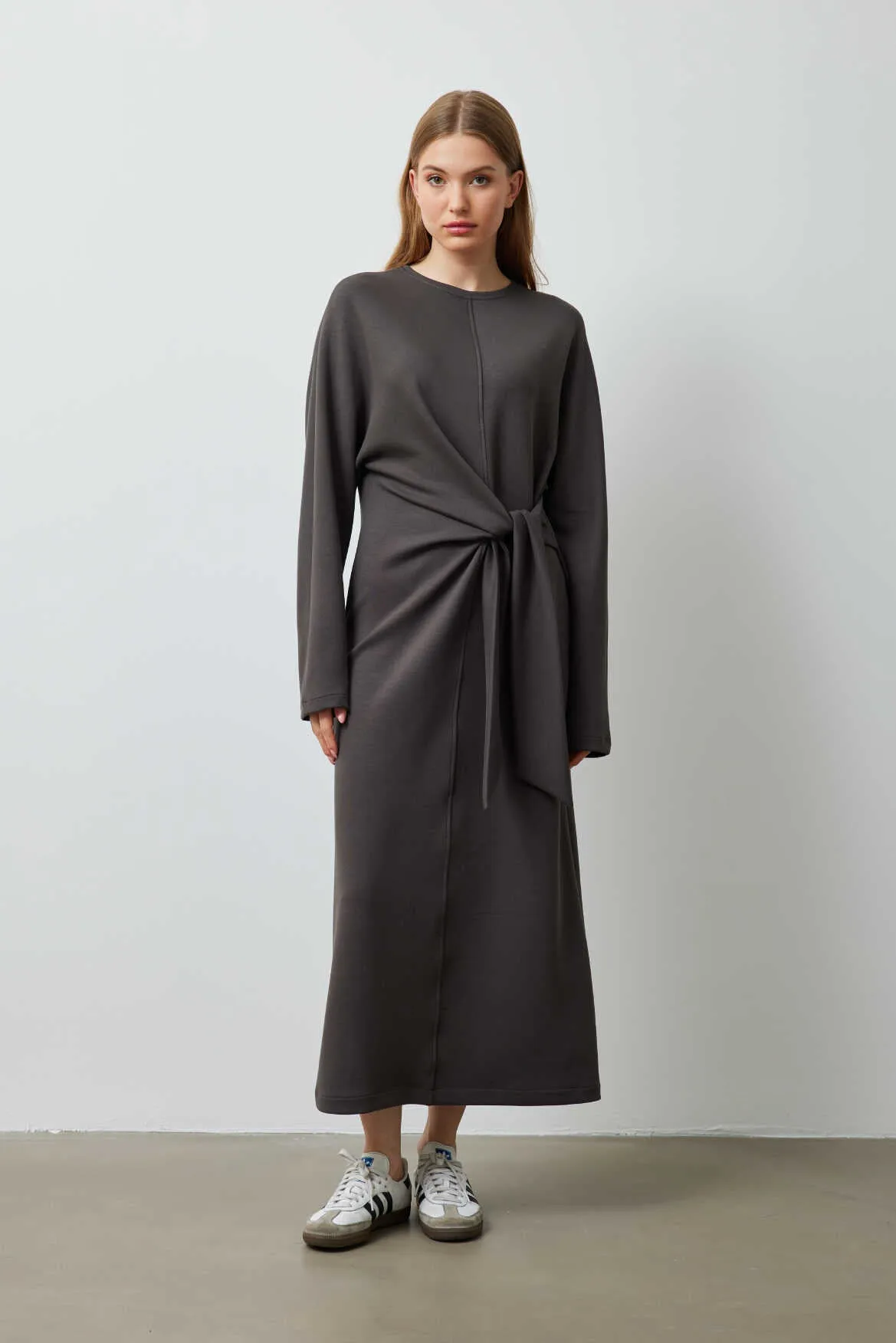 Side Knotted Dress Anthracite