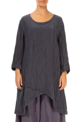 Side Pocket Crinkled Violet Silk Tunic