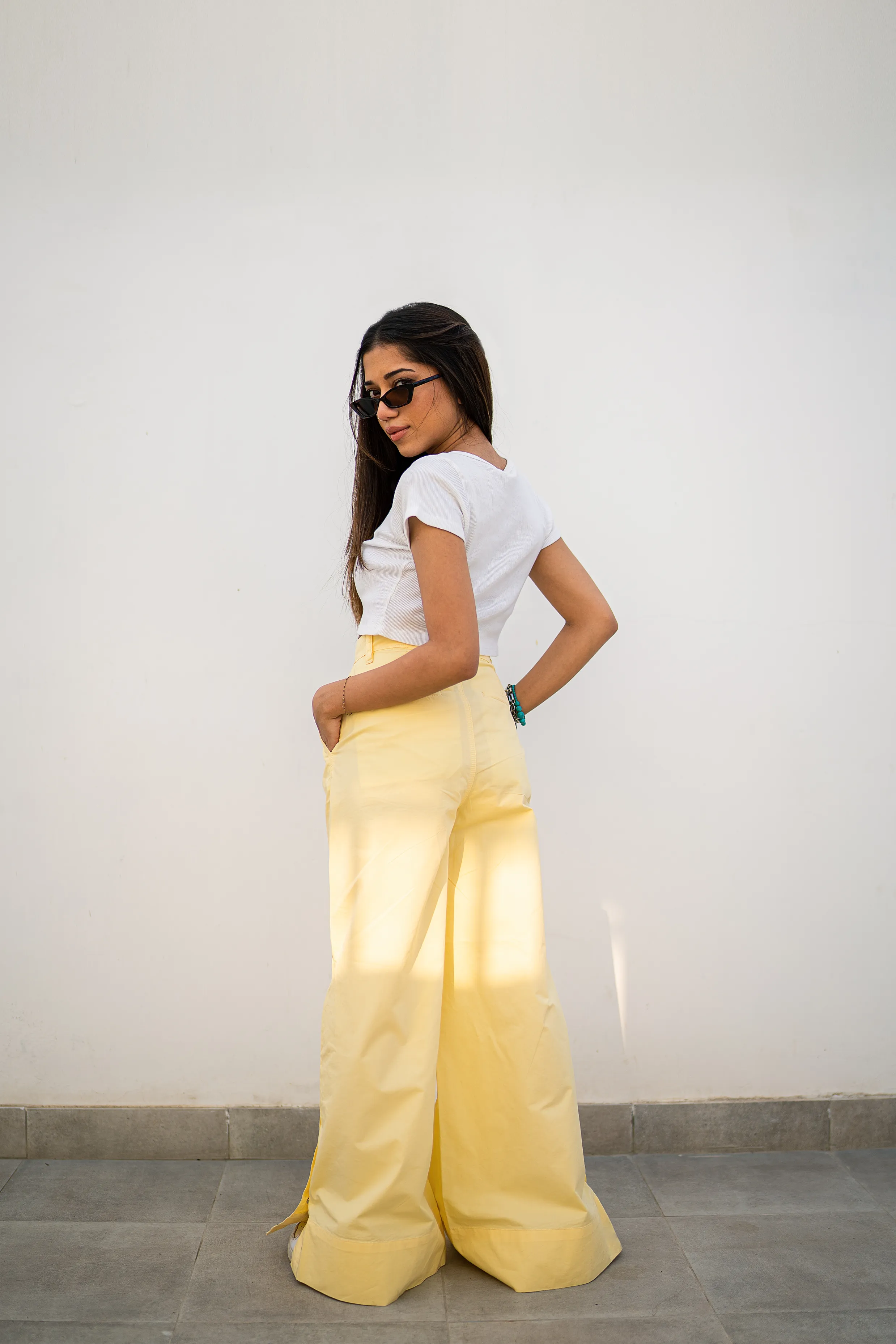 Side Snap Wide Leg Yellow