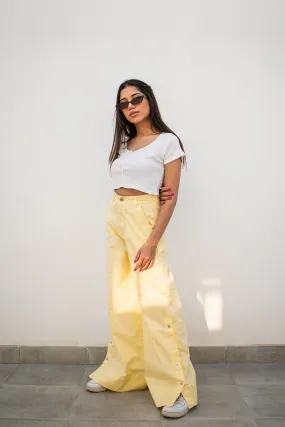 Side Snap Wide Leg Yellow