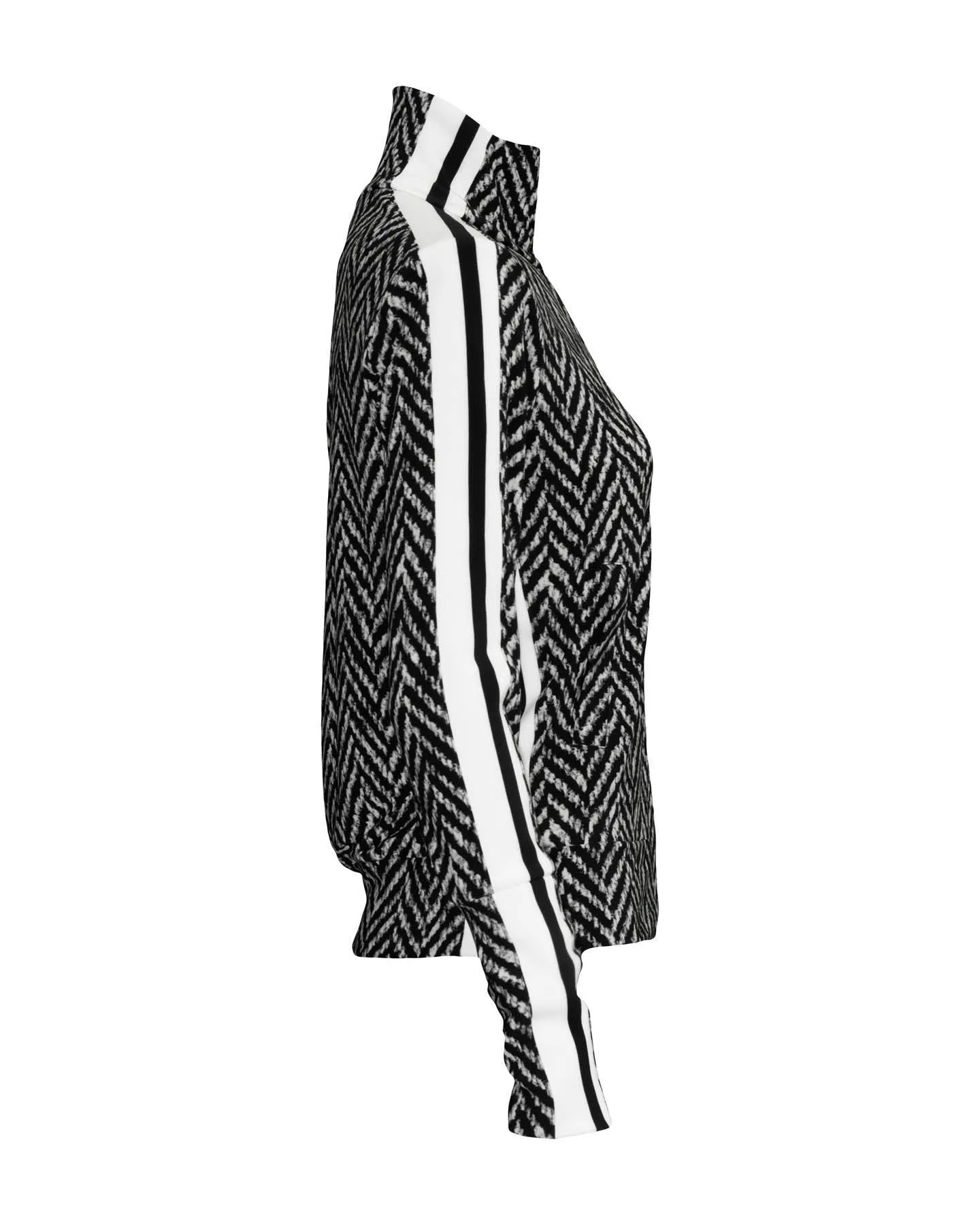 Side Stripe Zip Up Jacket Herringbone