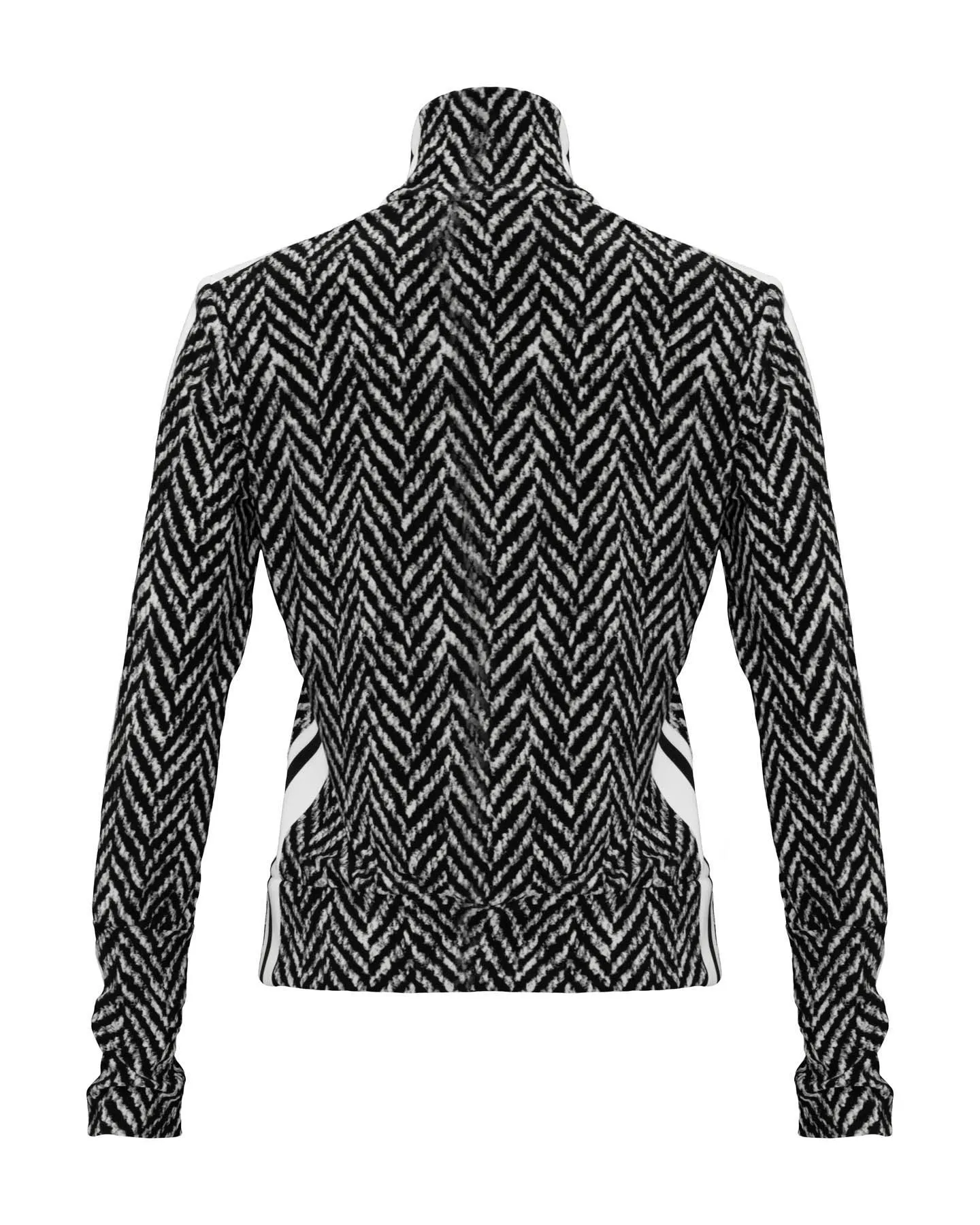 Side Stripe Zip Up Jacket Herringbone