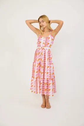 Siesta Midi Dress - Neon Geo