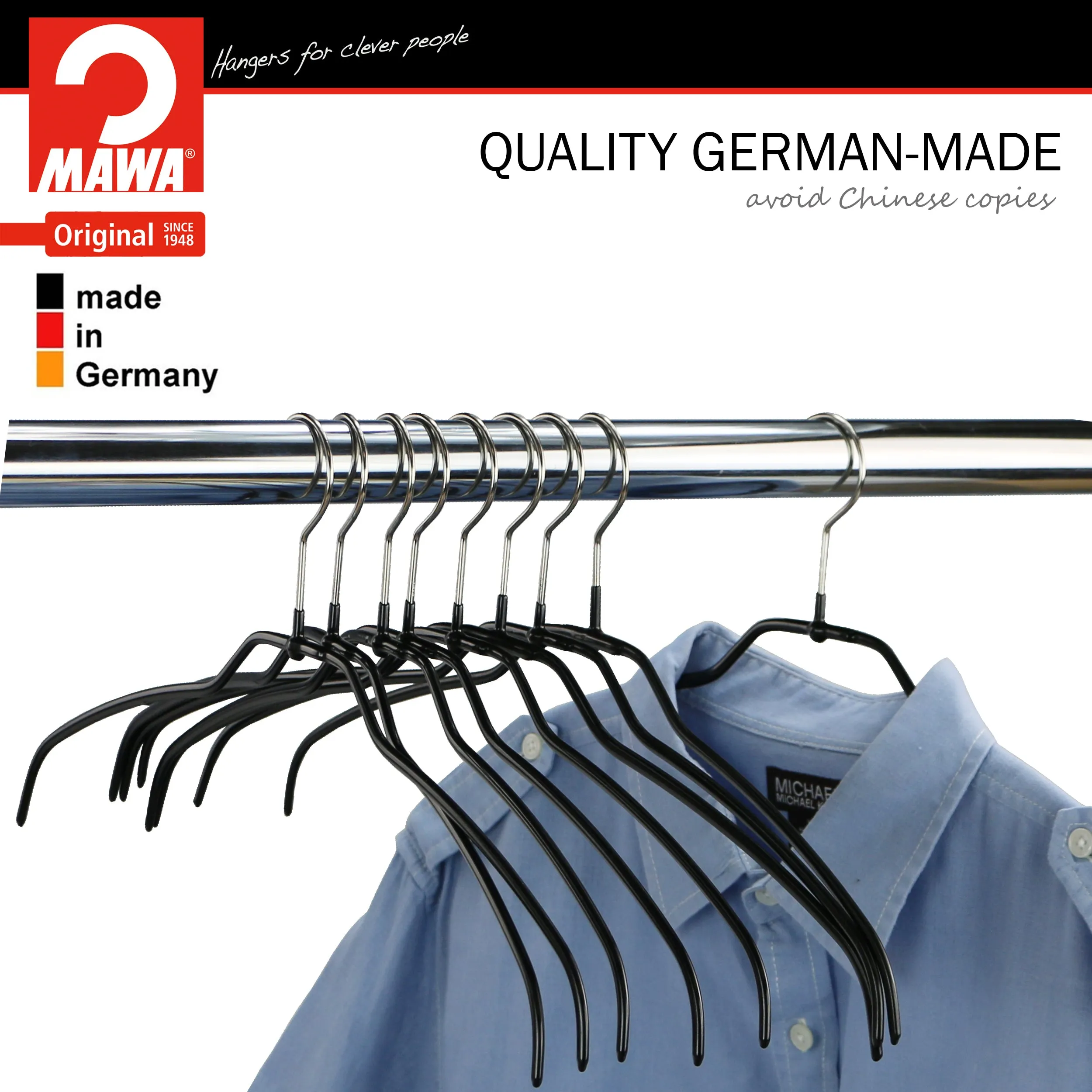 Silhouette Space-Saving Shirt Hanger, 42-FT, Black