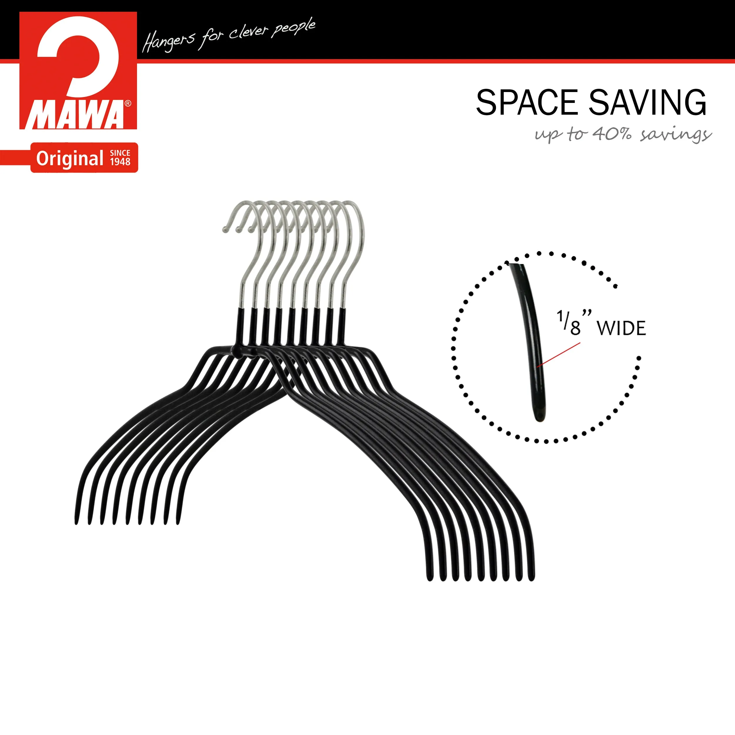 Silhouette Space-Saving Shirt Hanger, 42-FT, Black