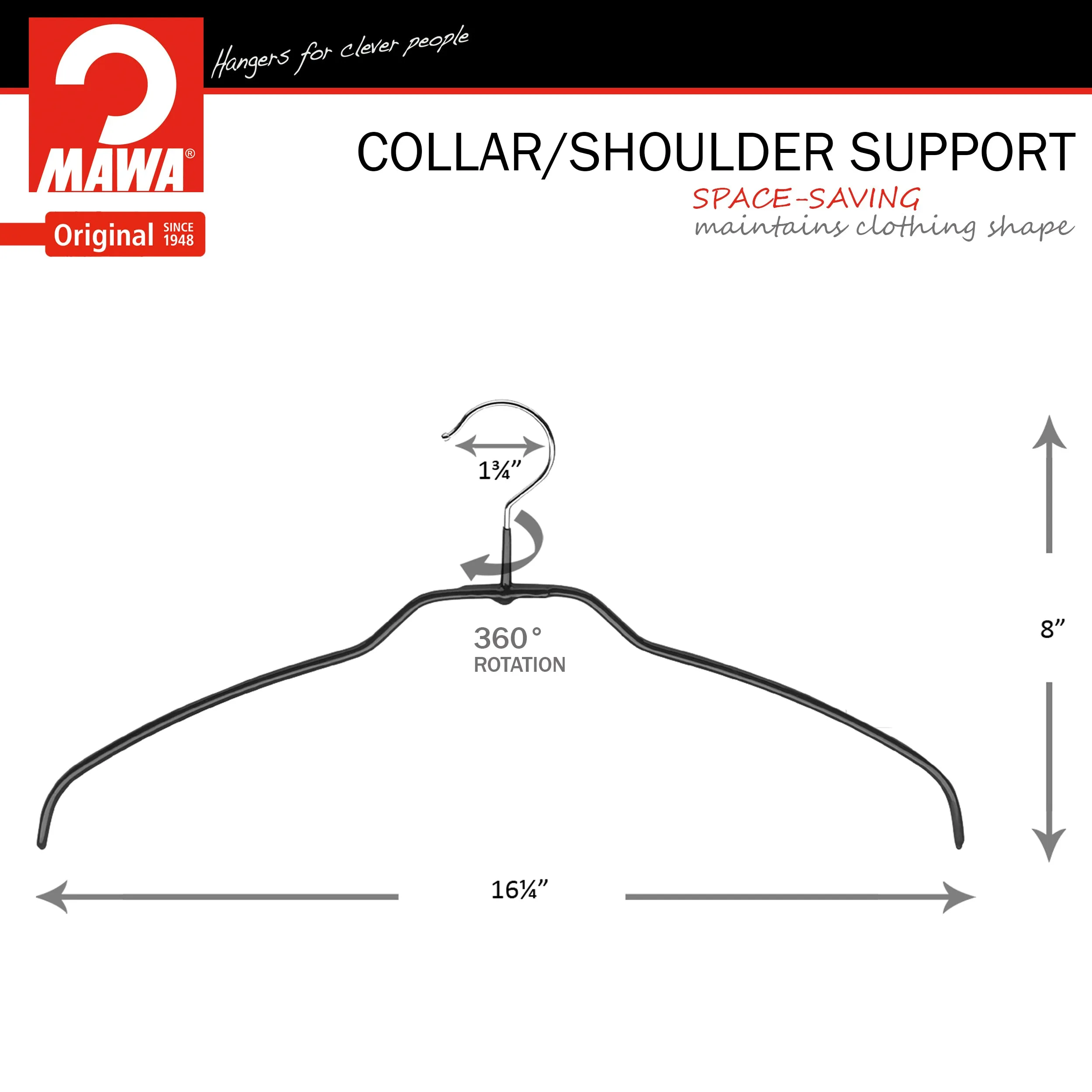 Silhouette Space-Saving Shirt Hanger, 42-FT, Black