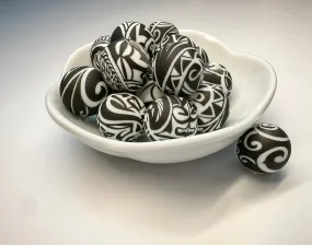 Silicone Bead 15mm - Black Tribe
