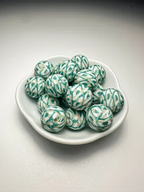 Silicone Bead 15mm - Green Lattice