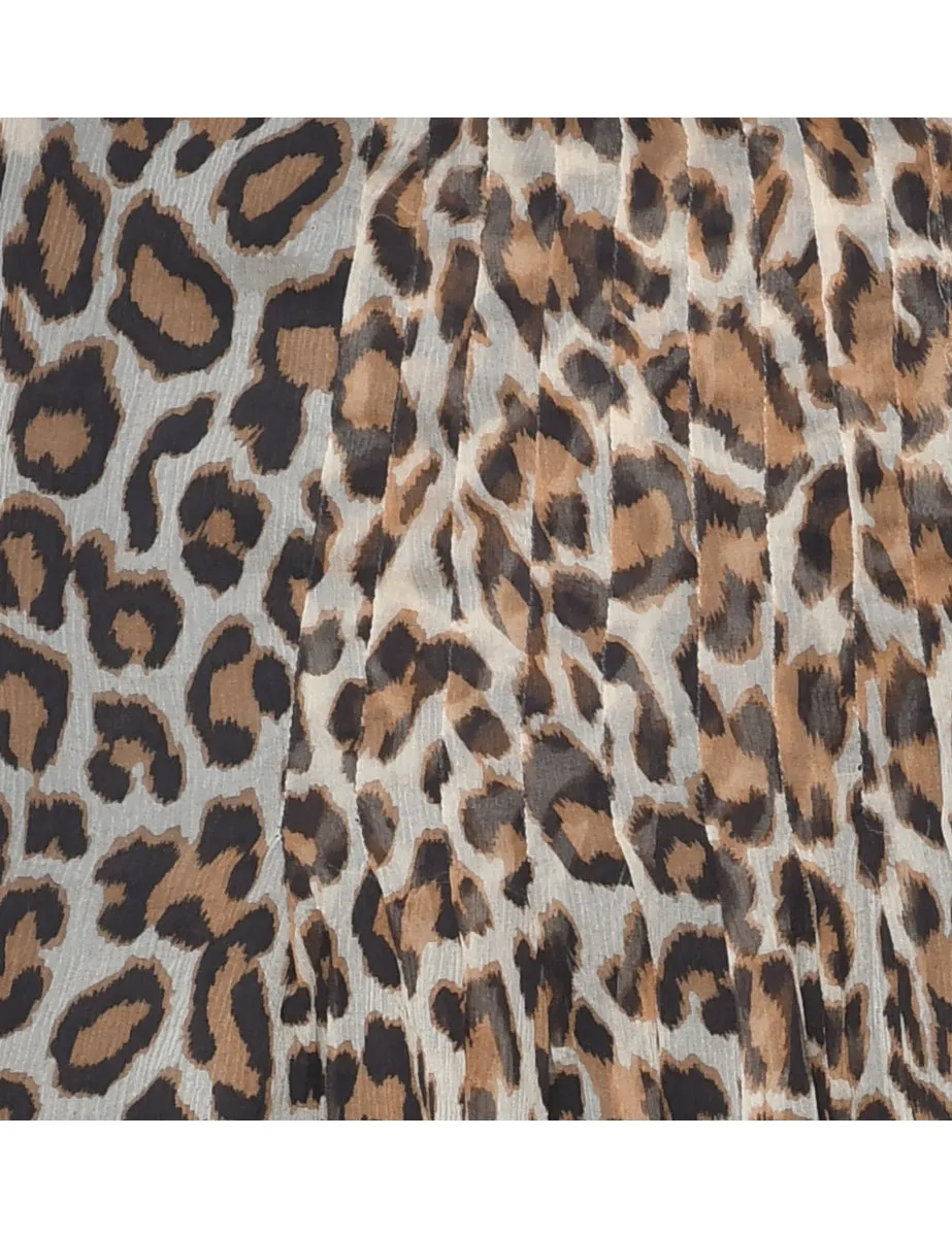 Silk Leopard Print Skirt - M