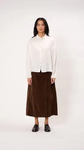 Silk Short Collar Shirt in Milk