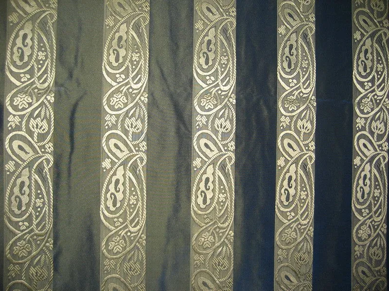 SILK TAFFETA FABRIC Blue with green shot &amp; jacquard 54&quot; wide