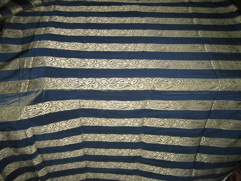 SILK TAFFETA FABRIC Blue with green shot &amp; jacquard 54&quot; wide