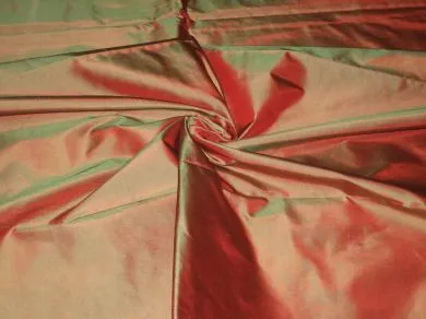 SILK TAFFETA FABRIC ~Orange with Green shot 54&quot; wide