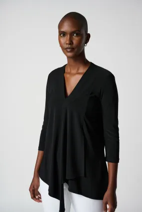 Silky Knit Asymmetric Tunic, Black