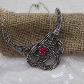 Silver Collar Necklace with Crystal Accent