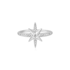 Silver Eight-Pointed Star Signet Ring