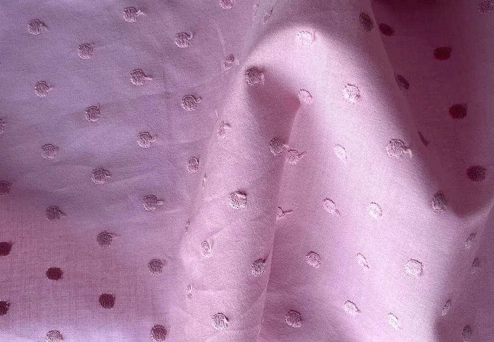 Simplicity in Pink Dotted Embroidered Cotton Lawn (Made in Italy)