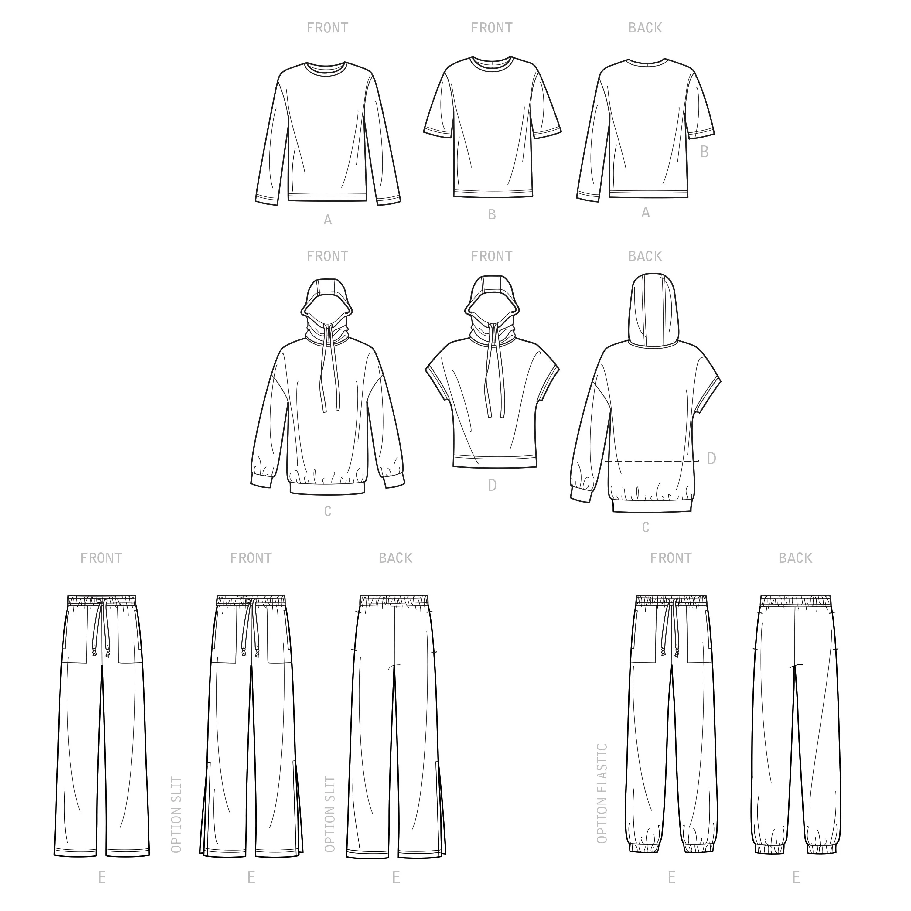 Simplicity Pattern 9379 Unisex Hoodie Pants & Tee