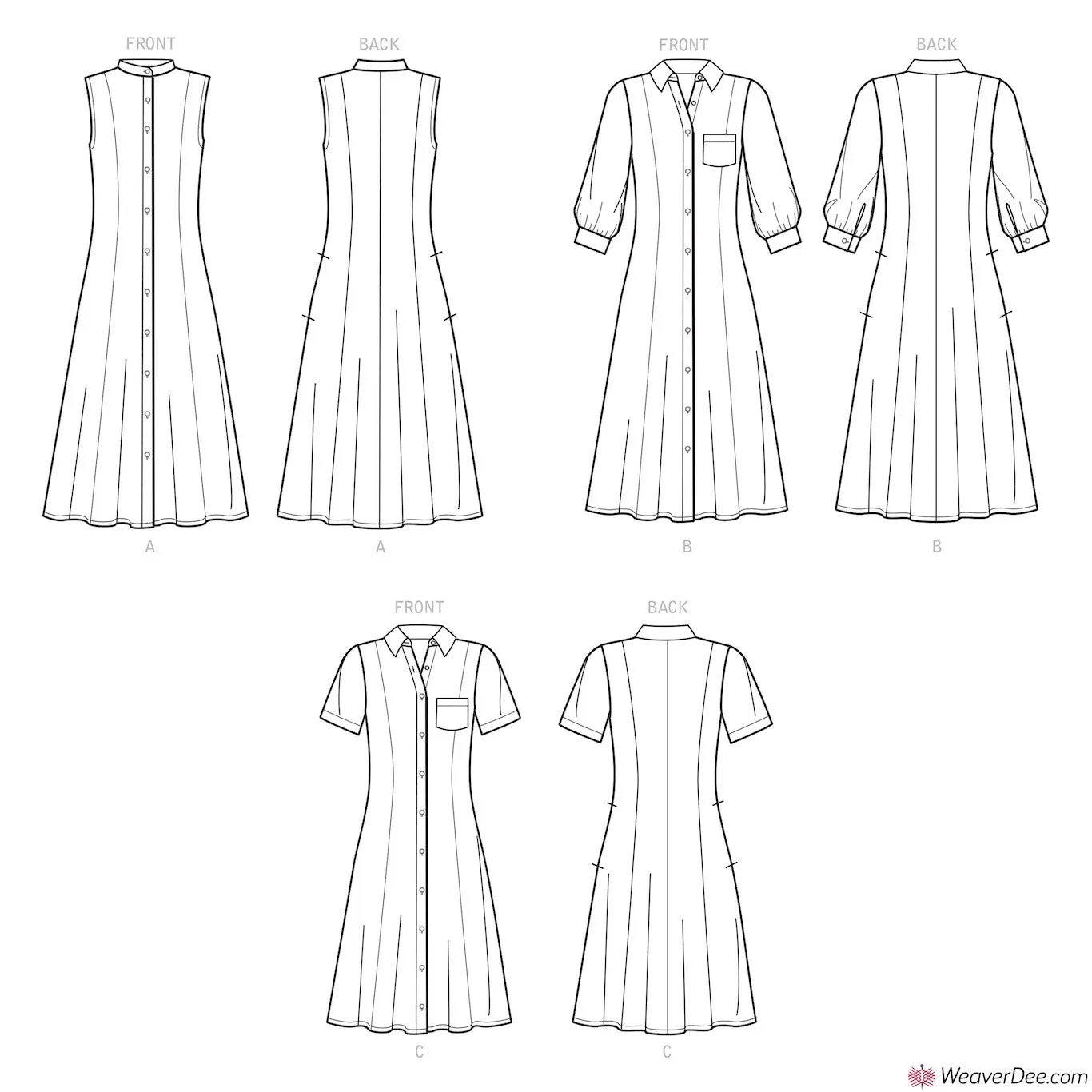 Simplicity Pattern S9260 Misses' & Women's Button Front Dresses