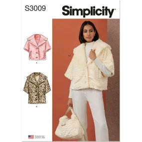 Simplicity Sewing Pattern S3009 Misses' Jacket In Two Lengths and Bag