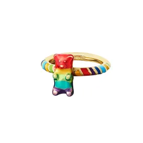 SINGLE Rainbow Gummy Bear Sterling Silver Ring with 18K Gold Vermeil