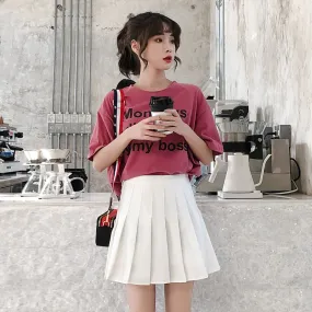 Skirt Pleated Black White High Waist A-Line College Culottes Skirt
