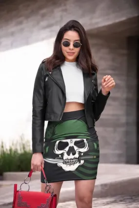 Skull With Bayonet Background Pencil Skirt