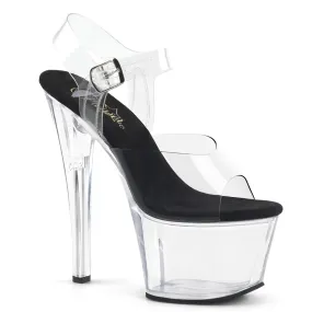 Sky-308 Clear-Black-Clear Platform Sandals