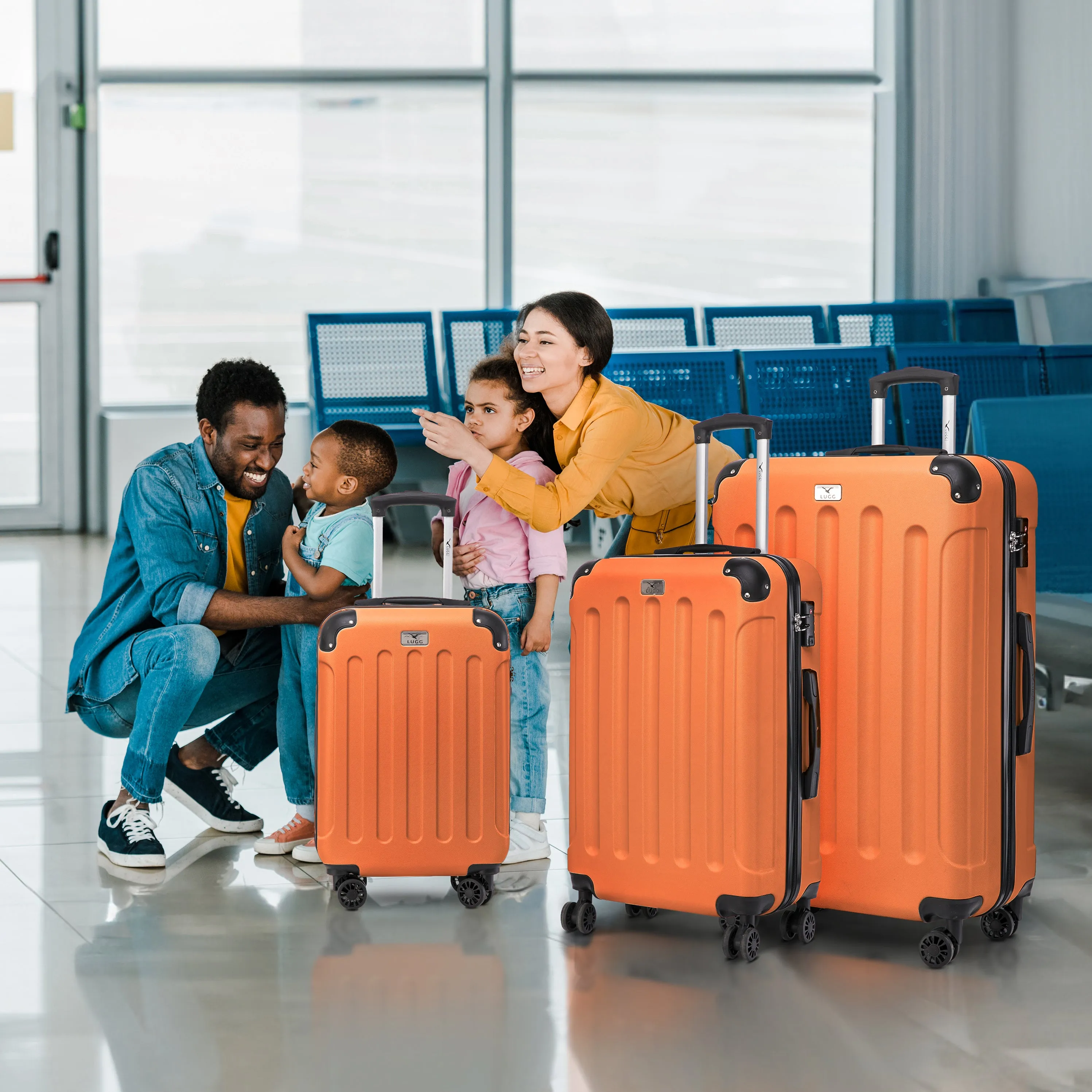 Skywander 3pc Suitcase Set in Orange