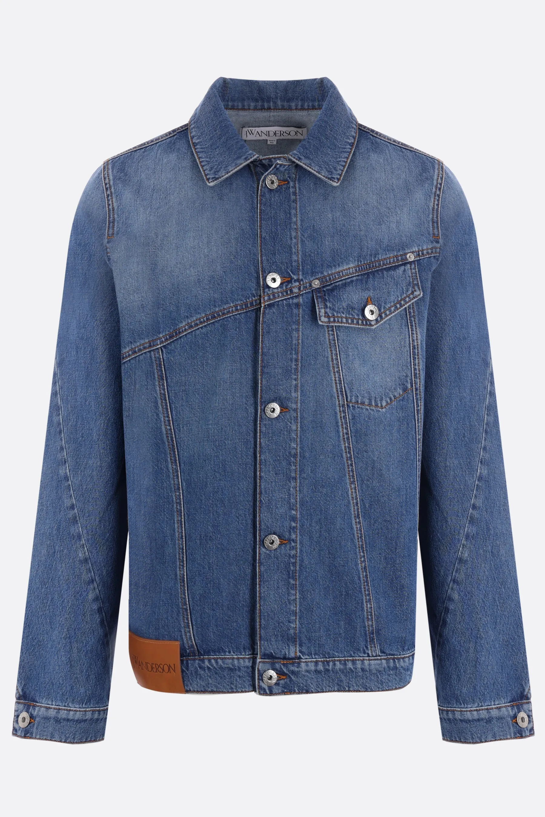 Slanted Stitch Embroidered Denim Jacket