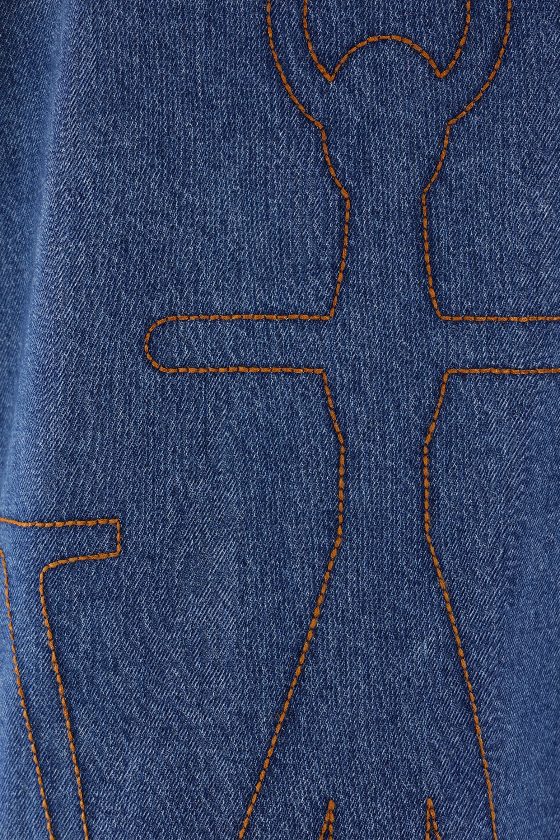 Slanted Stitch Embroidered Denim Jacket