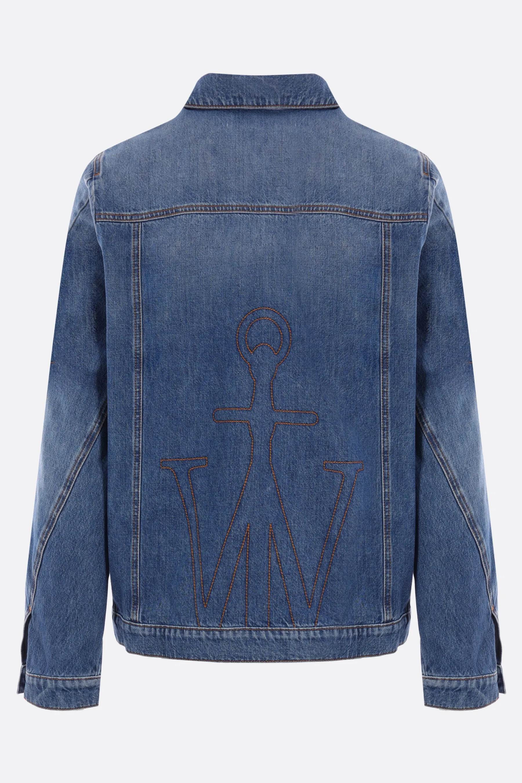 Slanted Stitch Embroidered Denim Jacket