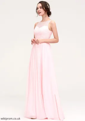 Sleeveless Chiffon A-line/Princess Long/Floor-Length Wedding Party Bridesmaid Dresses With Pleated Lace Charlie SWKP0025332