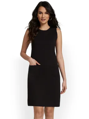 Sleeveless Double-Pocket Shift Dress - City Knits